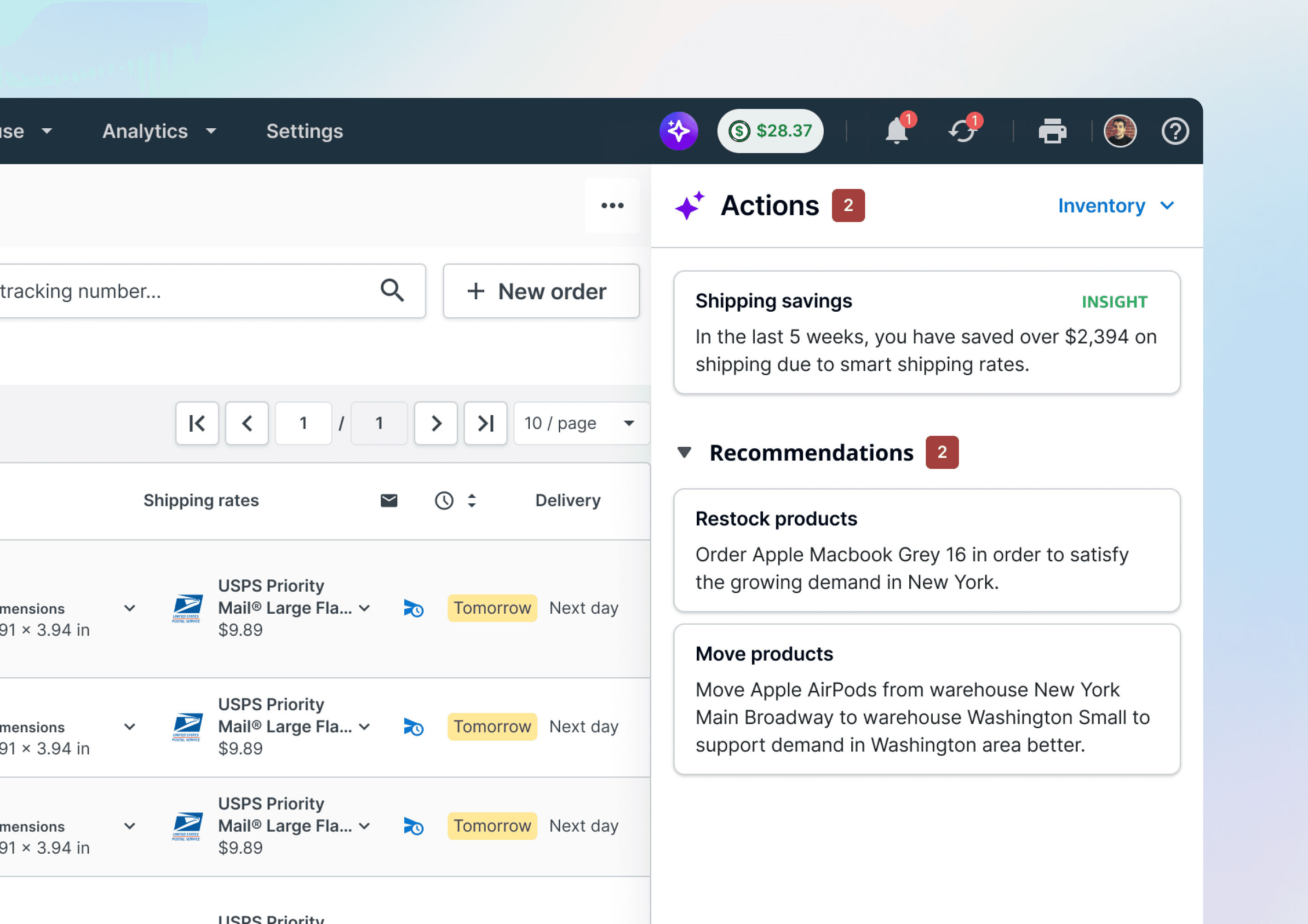 AI shipping rate suggestion with contextual reasoning
