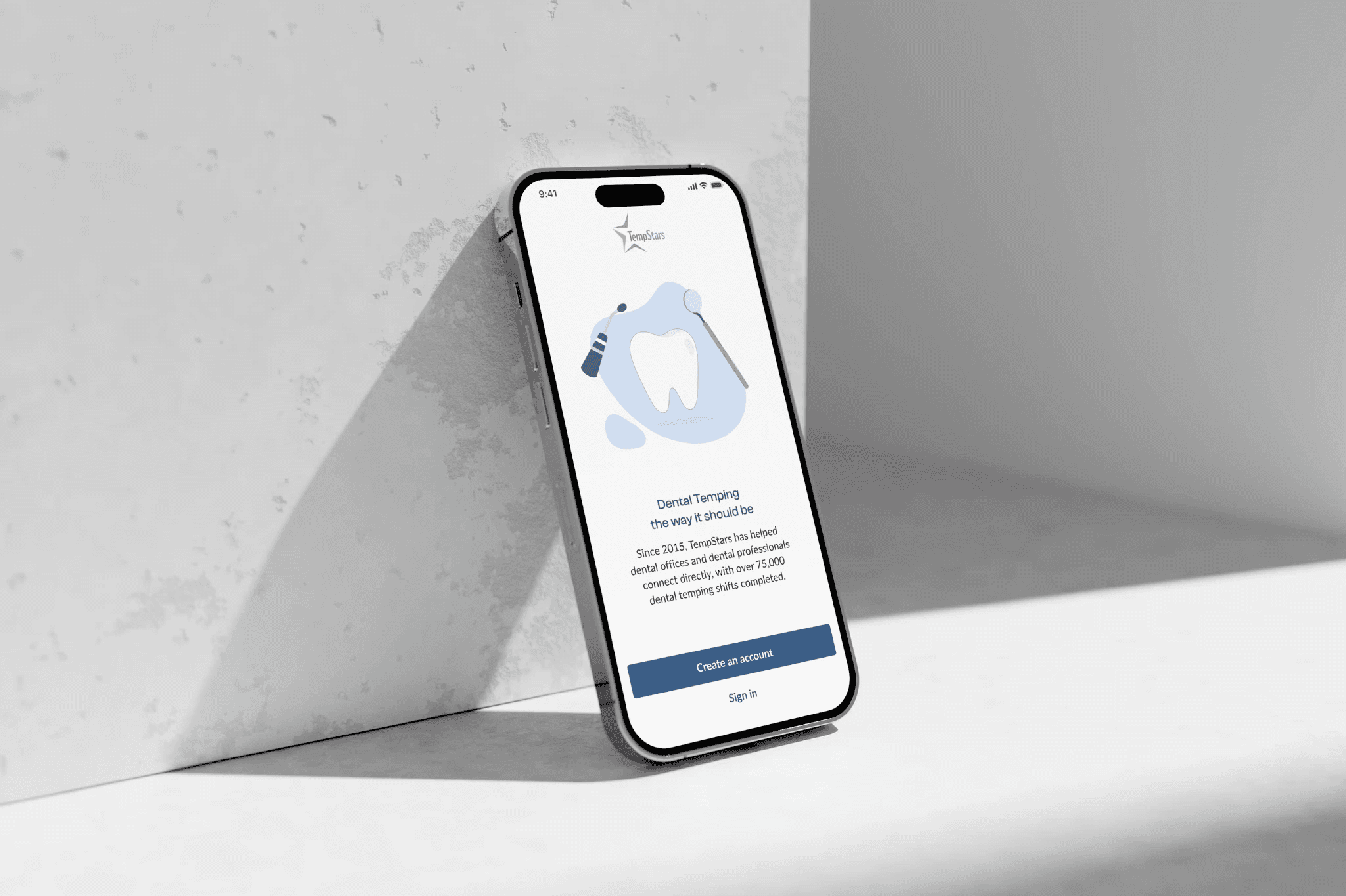 TempStars app landing – Dental Temping the way it should be